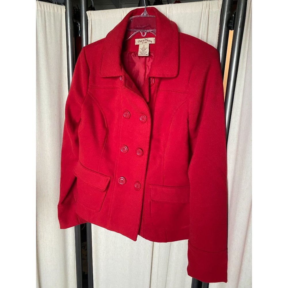 EUC Paris Blues Red Courdory Jacket Sz M Stylish Workwear Warm